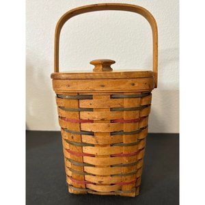 Longaberger Lidded Basket w/Handle 9x5.5 Signed LD 1995 Rustic Vintage